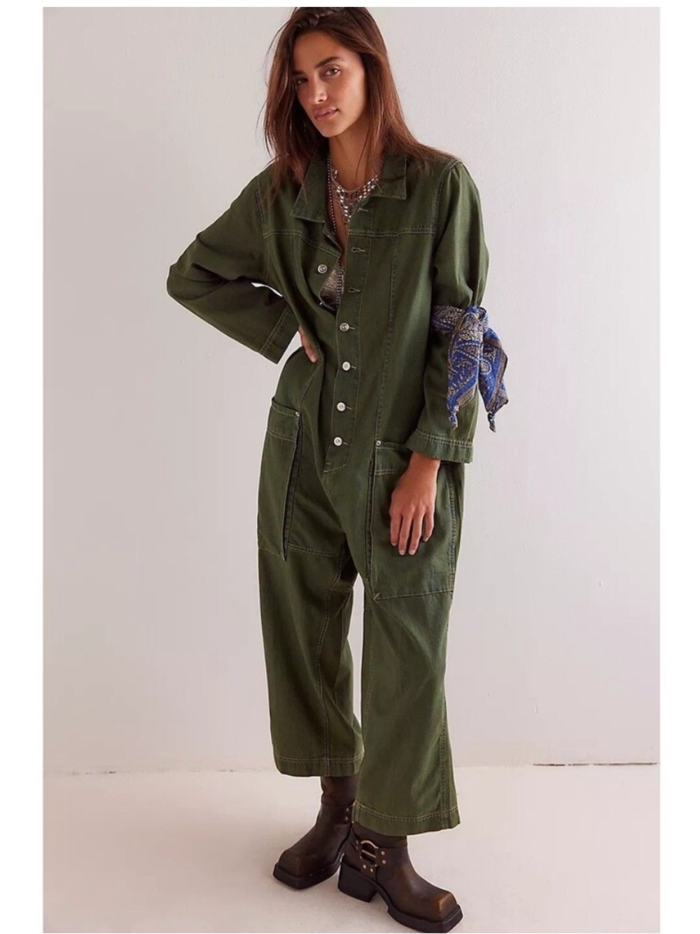 New Margarita Jumpsuit In Everglades Green Size  L - Picture 5 of 12